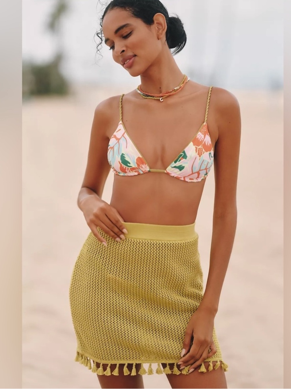 *NWT* Celandine Crochet Tassel Mini Skirt Coverup